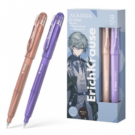 Gel pen Erichkrause "G-Glass Stick Manga" Black, needle node 0.5 mm, enlarged ink supply, mix