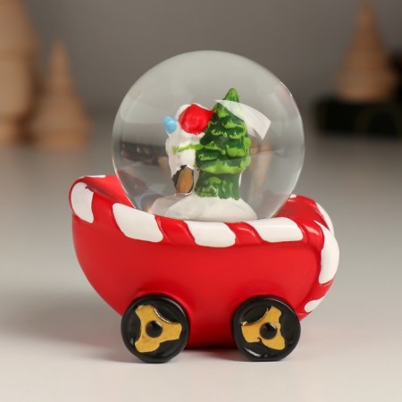 Souvenir Polystone Water Ball "New Year's train" set 4 pcs 26x5.4x8.7 cm-3