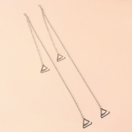 Decorative straps with rhinestones, metal fittings, 3 mm, 45 cm, steam, silver color-2