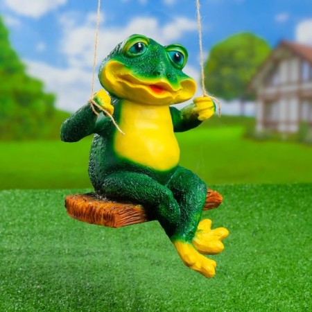 Suspended decor "Frog on a swing", 22x24x27cm