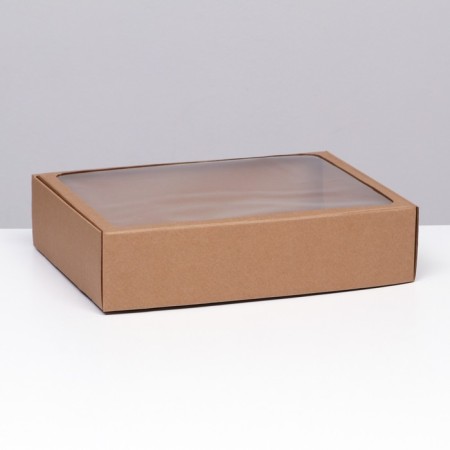 Self -charged box with a window, brown, 38 x 28 x 9 cm set 5 pcs