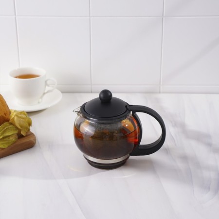 Glass teapot “Inspiration”, 500 ml, with metal sieve, black color-4