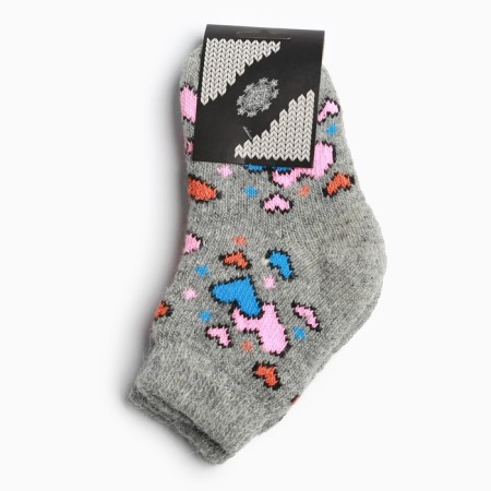 Children's woolen socks "hearts" A.3a45, gray color, river 18-2