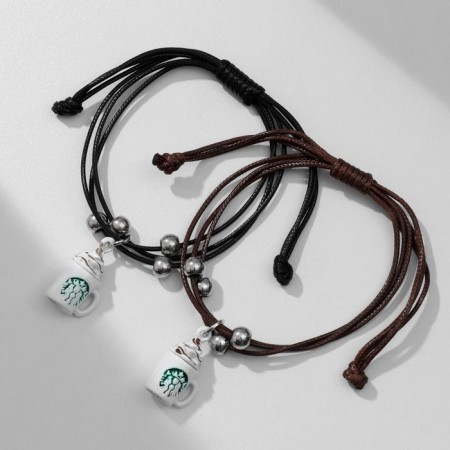 Bracelets "Demetrons" mugs with coffee, black-brown color, 8 cm-3
