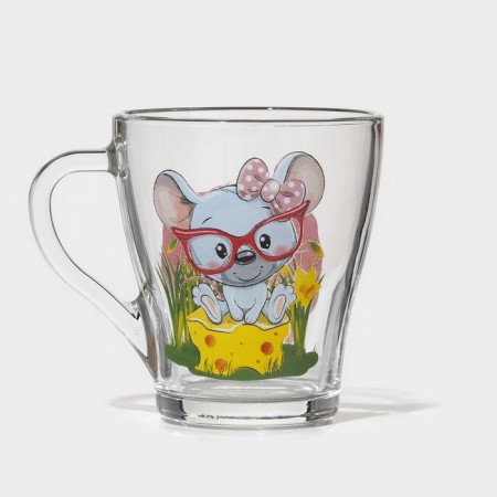 Mug "Funny Beasts", glass, 250 ml, in gift packaging, Mix drawing