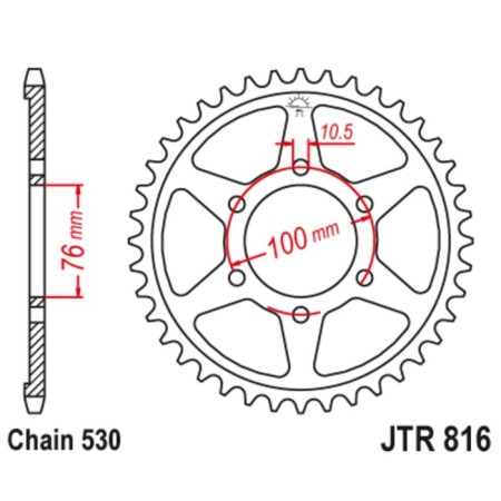 Legal star JTR816-43, R816-43, JT SPROCKETS, circuit 530, 43 teeth