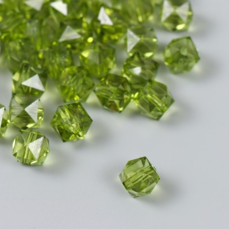 Plastic beads "Crystal polyhedron. Dark olive" Transparent set of 20 g 1x1x1 cm