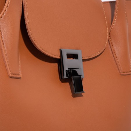 Bag Women's Tout with zipper, brown color-3