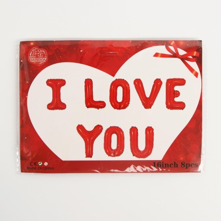 Foil ball 16 "I love you", capital letters, red color-1
