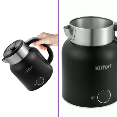 Electric kettle KitFort KT-6196-1, Metal, 1.5 L, 2200 W, Black-3