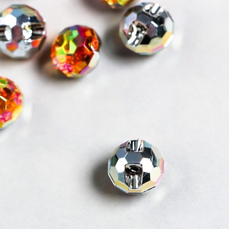 Buttons plastic for creativity 1 Process "Ball holography. Orange" set 12 pcs d = 1.2 cm-1