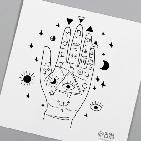 Tattoo on the body Black Esoterica. Pentation 6x6 cm-5