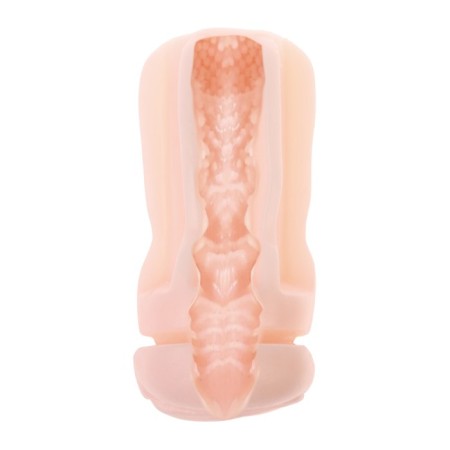 Big-Mens Cup Yoni masturbator, in a hard case, realist, vagina, orange-2