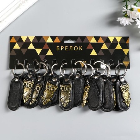 Keychain, leatherette, metal "owl" 7.5x3.2 cm-2
