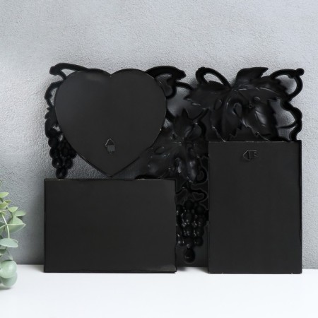 Photo frame plastic in 3 photos 10x15, 11x12 cm "Grapes" Black 25.5x32 cm-2