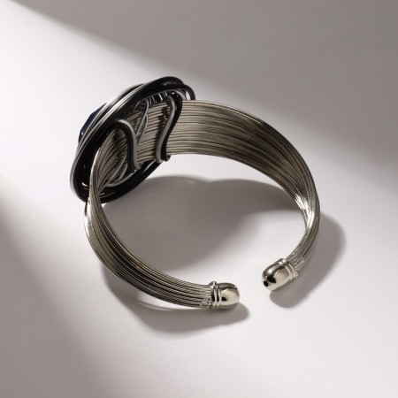Bracelet with rhinestones "Valkyrie" Stone in metal, blue color in black silver, dimensionless, d = 6.5 cm-2