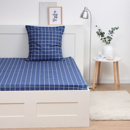 Stew and I "Tattersol" Tsv. Sinius: sheet 145*214cm, 70*70cm, calico, 120g, 100% x