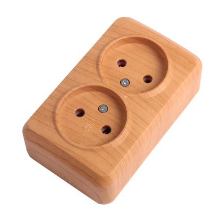 SmartBuy "Jupiter" socket, 10 A, double, outer, without grounding, light tree