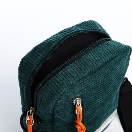 Youth bag with zipper, external pocket, green color-4