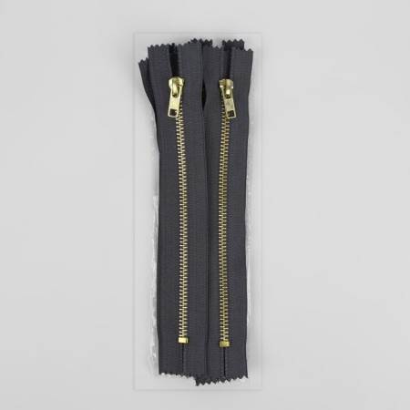 Metal zipper, No. 5, non -proceeding, automatic lock, 18 cm, gray/gold color-2