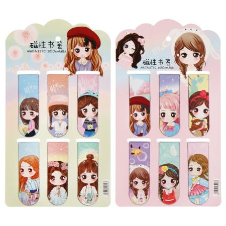 A set of magnetic bookmark for books Calligrata 6 pieces, "anime", mix-1