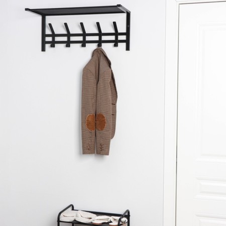 Ban with the Toronto 21 shelf, 67 × 27 × 27 cm, 5 double hooks, black color-6