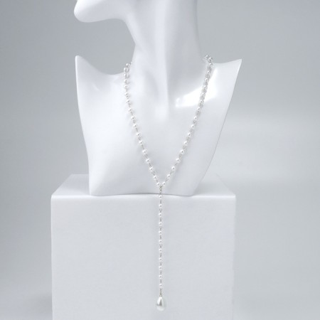 Pearl pearl "drop" color silver, 40cm-2