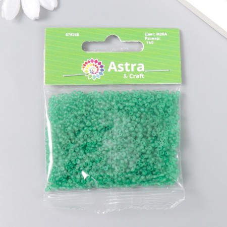 Beads "Astra" 11/0, 20 g (M20A turquoise/transparent, matte)-2