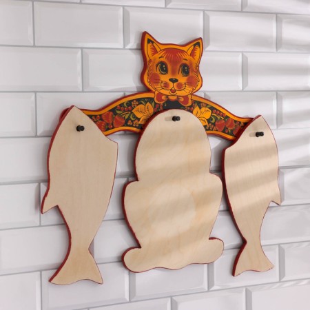 Set of cutting boards "Golden Fish", 3 pcs, Khokhloma-1