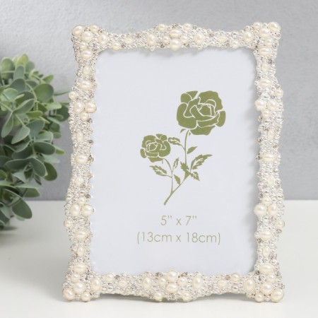 Photo frame metal, glass 13x18 cm "Pearls" rhinestones 15x19.7 cm