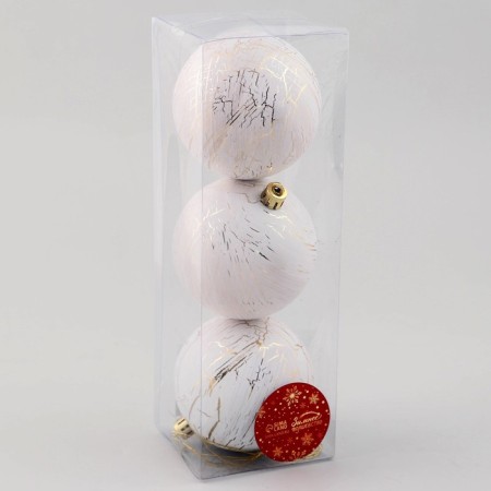 Set of balls plastic D-8 cm, 3 pcs "Muriel" with a white-golden-1
