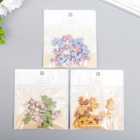 Decor for creativity plastic "Unicorns with a long mane" set of 12 pcs mix 1.7x2 cm-3