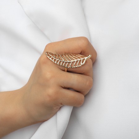 Ring metal "leaf" of fern, color gold, dimensionless-3
