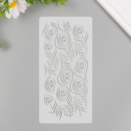 Plastic stencil "Peacock feathers" 10x20 cm
