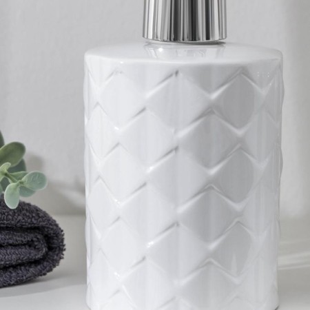 A set of accessories for the bathroom "Rombs", 2 items (a dispenser for soap, glass), white color-1