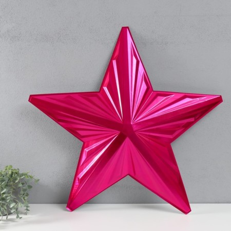Figure "Star with faces" large red metallic, half, 67.6x64.5 cm-1