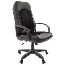 Armchair for the head of Brabix Strike EX-525, black eco-leather, black fabric TW
