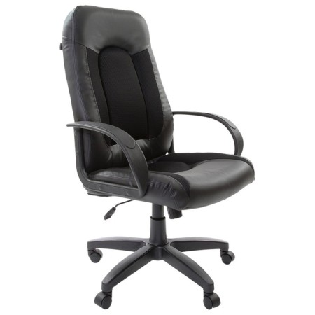 Armchair for the head of Brabix Strike EX-525, black eco-leather, black fabric TW