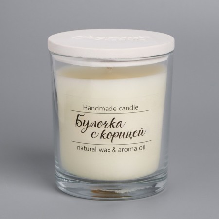 A candle in a glass flavored "bun with cinnamon", 7x7 cm, 27 hours-3