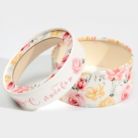 Box for Makarun, confectionery packaging tube with a window, “with love” 12 x 12 x 5 cm-1