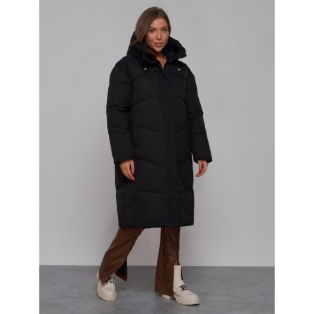 Coat insulated winter female, size 42, black color-2