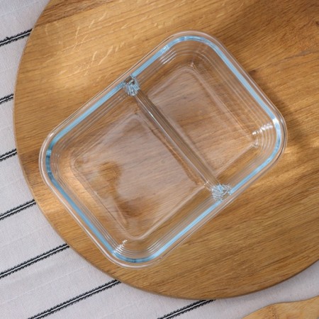 Container with a separator and a plastic lid, glass, 1 liter-2