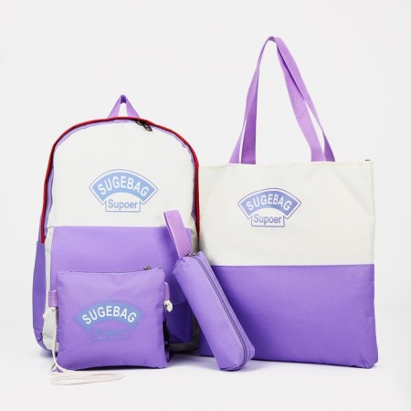 A backpack with a zipper, an outer pocket, a set of a chover, bag, color lilac-2