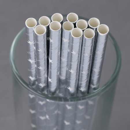 Tubes for the “stars” cocktail set 12 pcs., Silver color-3