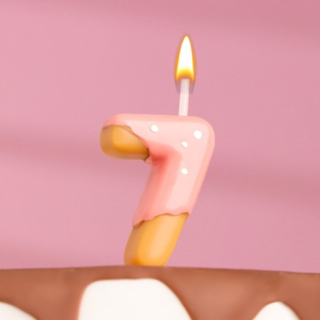 Candle in the cake "Strawberry glaze", number "7", pink, 3.8 cm