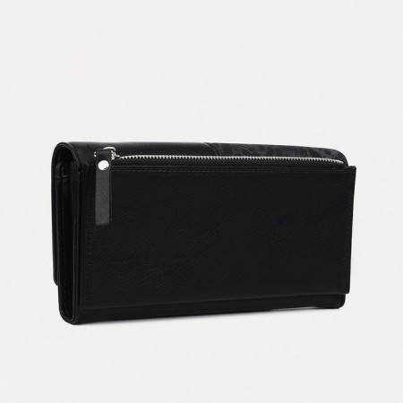 Women's wallet on magnets, black color-1