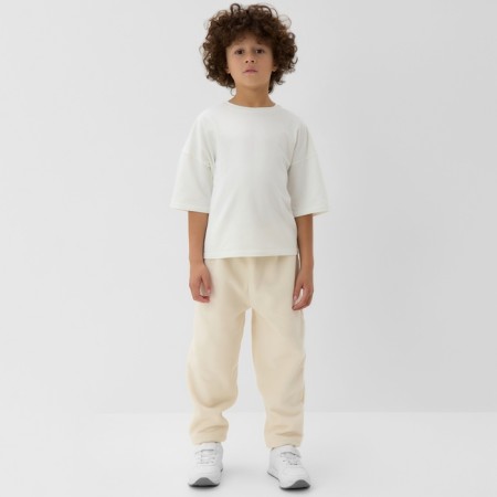 Children's pants Minaku: Fleece Soft, beige color, height 128 cm