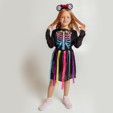 Carnival set "Rainbow skeleton", dress and rim, p. S.-7