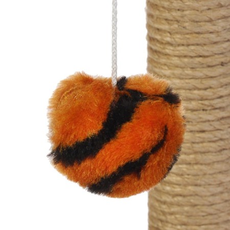 Clawing with a round platform and a toy, jute, 43 x 43 x 100 cm, mix of flowers-1