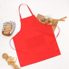 The apron is saved and the color is red, 65*75 cm, 100% p/e